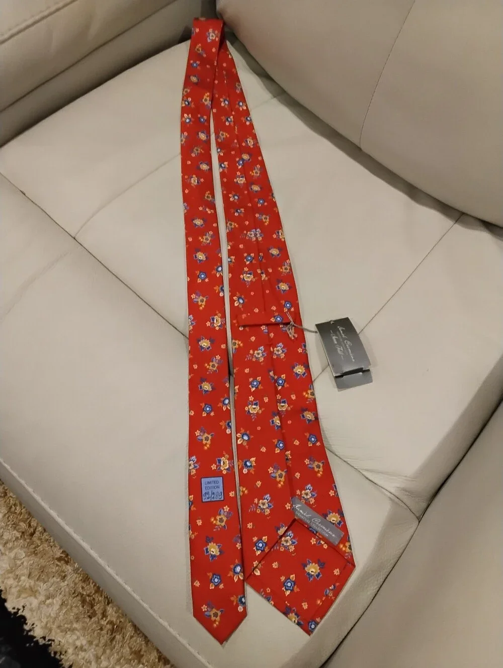 NWT Silk Handmade In Italy Red Floral Tie 92 Of 289